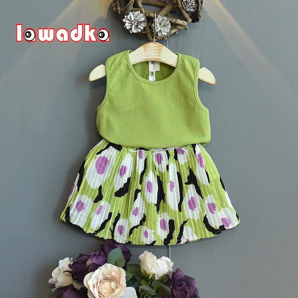 

clothing sets lawadka summer girls clothes sleeveless t-shirts and skirts 2pcs kids outfits suit fashion print age for 2-6years, White