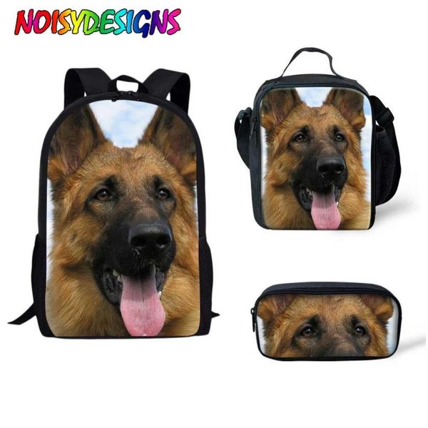 

school bags noisydesigns children 3pcs set for kids german shepherd dog printing schoolbag cute animals bookbag plecak zestaw
