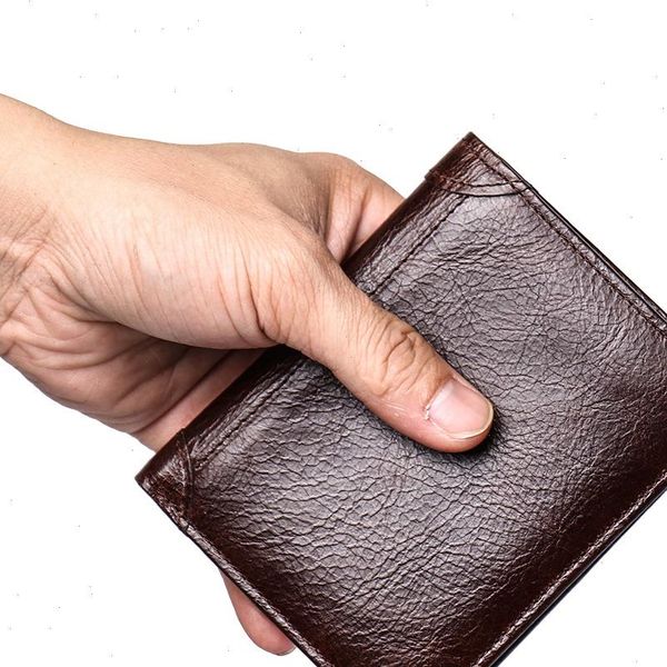 

mens wallet rfid blocking anti theft vintage genuine leather men business card holder purse bag man, Red;black