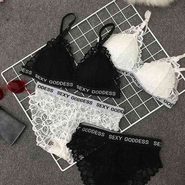 

new ultra thin cup lace underwear set women's rimless breathable comfortable girl bra, Black;white