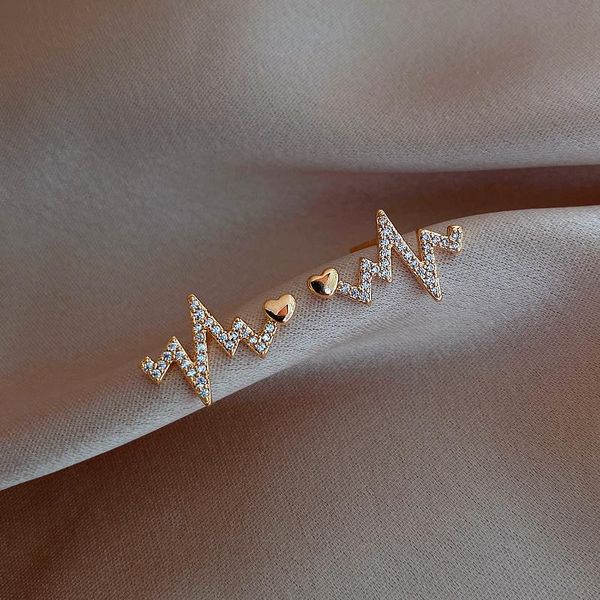 

heartbeat earrings female trendy net red temperament small stud, Golden;silver