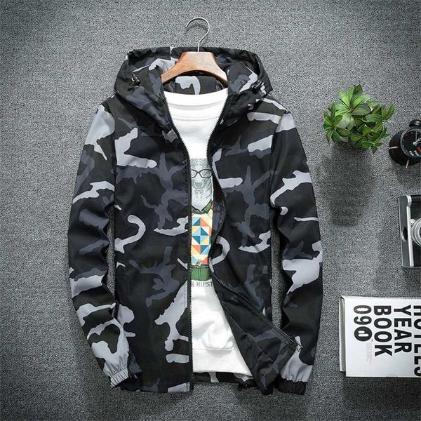 Homens Camo Jackets Primavera Outono Casual Casacos Com Capuz Casaco Camuflagem Moda Masculino Outwear Roupas 5xL 211008