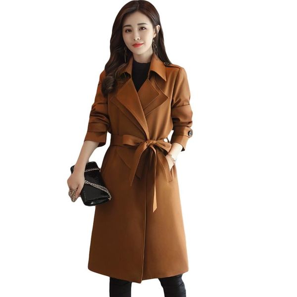 

women's trench coats 2021 autumn winter cape windbreaker women wool long black set lace-up ladies elegant vintage cloak outwear cm2084, Tan;black