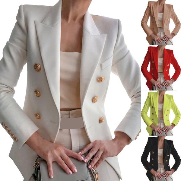 

women's suits & blazers 2021 autumn summer ladies blazer coat women slim elegant suit jacket female fitting buttons double breasted fem, White;black