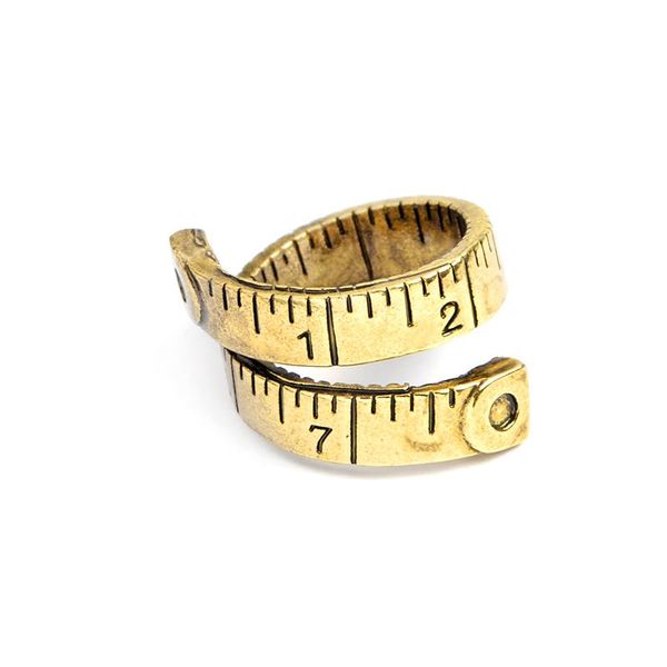 

cluster rings measure ruler twisted ring for women men fashion adjustable measuring tape finger jewelry party gift, Golden;silver