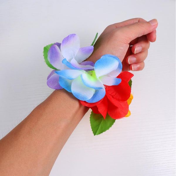 

decorative flowers & wreaths 1 set 4pcs hawaiian garland necklace bracelets thicken tropical beach party fancy accessaries (colorful)