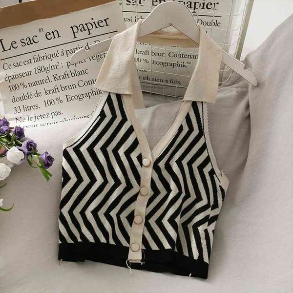 

striped sleeveless halter knit women cami crop backless vest summer knitwear streetwear clothes, White