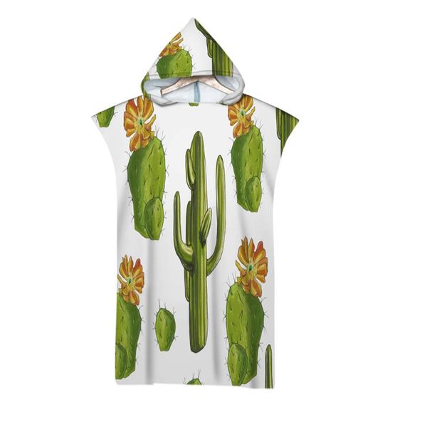 

towel cactus print hooded beach microfiber poncho swimming child bath bathroom