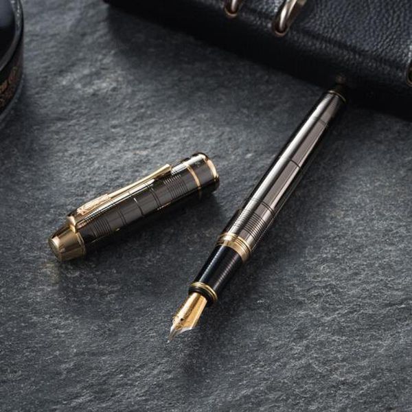 

fountain pens hero gift creative pen metal brushed grey grids patterns office & school writing business iraurita fine 0.5mm
