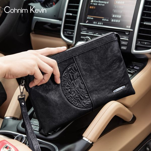 

wallet men's business hand bag fashion leather splicing, Red;black