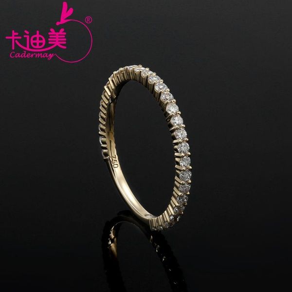 

cluster rings cadermay luxury 18k yellow gold lab grown diamond eternity ring 3/4 bands g vs 1.5mm hpht engagement anniversary, Golden;silver