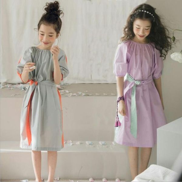 

girl's dresses baby girl dress 2021 spring summer cotton hit colors for children belt teens short sleeve clothes ws213, Red;yellow