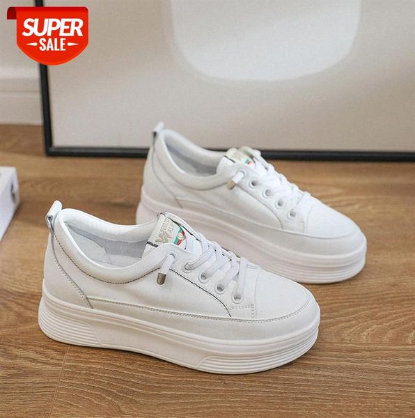 

inner height increase women's shoes 4 thick-soled casual single sports flat leather small white #zz5n