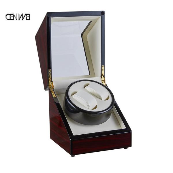 

watch boxes & cases luxury black automatic winder box case holder mechanical display organizer motor shaker pu leather eu/us/au/uk plug, Black;blue