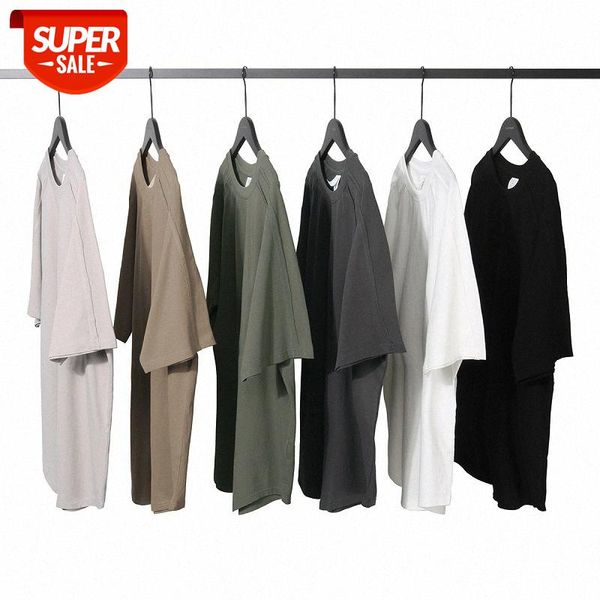 

american street solid color arc hem bottoming short-sleeved oversize loose cotton t-shirt #ro3k, White;black