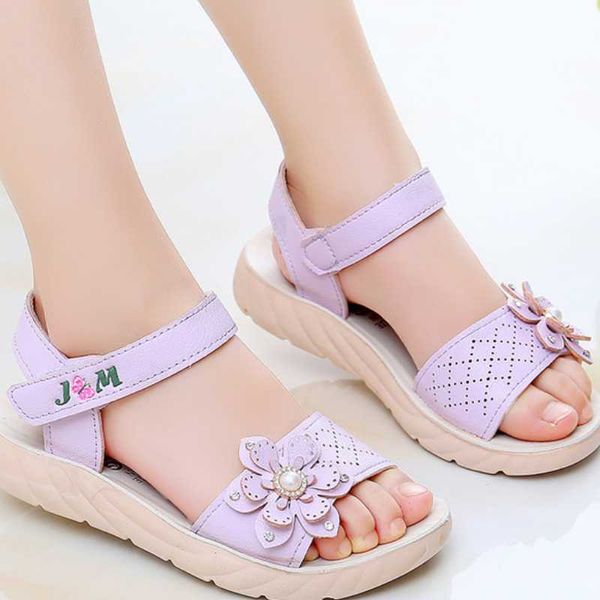 

rhinestone flower children sandals for girls kids shoes 2021 summer thick sole princess sandales sandalias chaussure csh1061 slipper, Black;grey