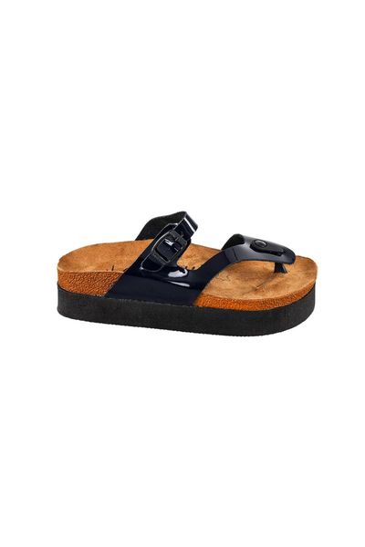 

slippers genuine leather navy blue women 's, Black