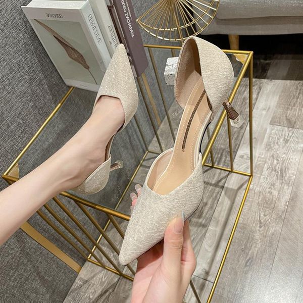 

dress shoes stiletto heels size 34 suede nude pointed toe pumps ladies sandals high 2021 zapatillas mujer, Black