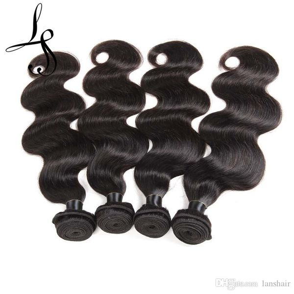 

lans brazilian remy hair body wave style hair wefts 6 piece lot malaysian human hairpiece extension natural black 50g/pcs