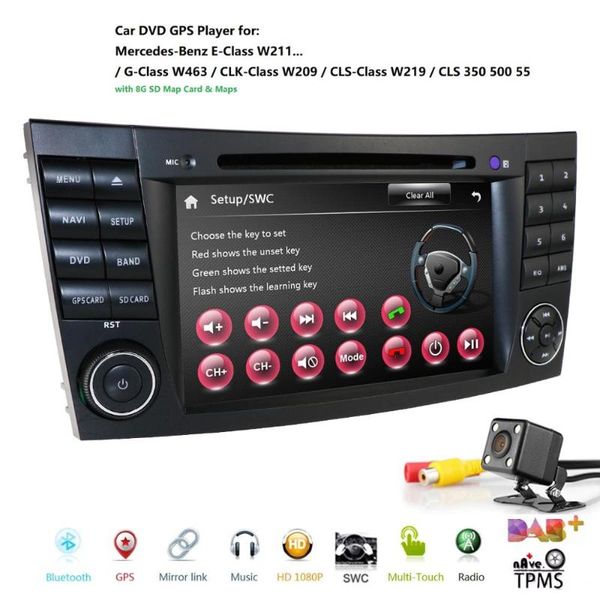 

player 2021 car dvd for - e class w211 w209 w219 radio stereo gps navigation system dab bt usb camera+8gmap