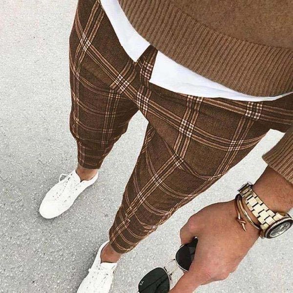 

men's pants 2021 plaid casual, Black
