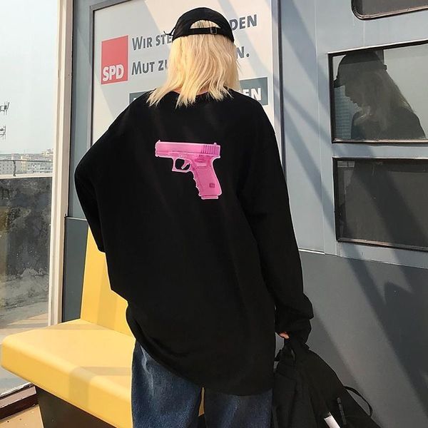 

women's t-shirt nicemix hip hop hoodie men's fashion printed casual o-neck sweatshirt men streetwear wild solid color loose mens h, White