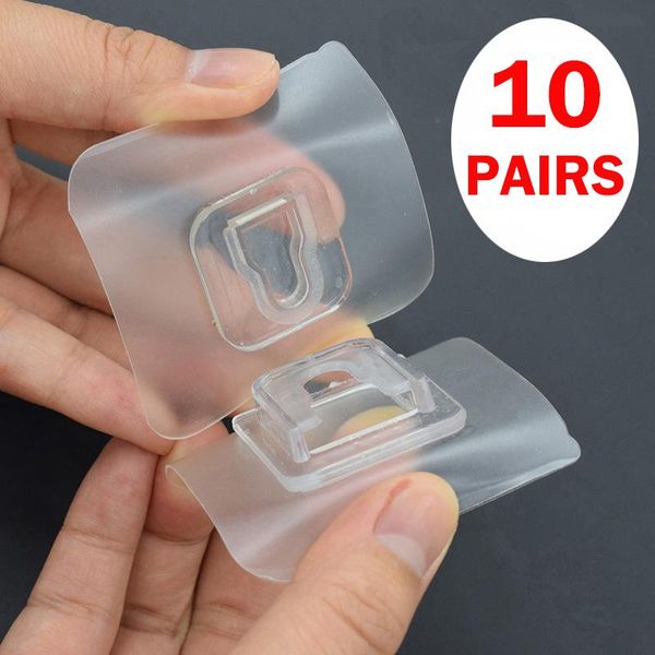 

hooks & rails 10 pairs double sided adhesive wall hanger transparent suction cup sucker for bathroom kitchen accessories 2021