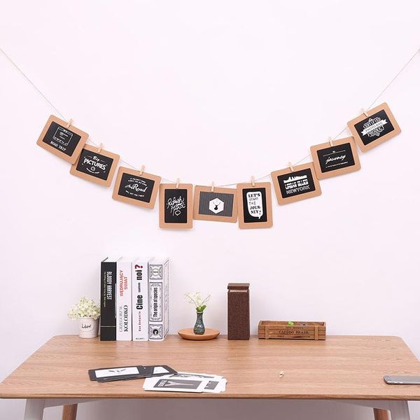 

korean style hanging paper po frame with painted heart, kraft rope clip, 5 inches, nine sheets frames