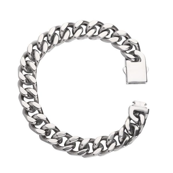 

link, chain titanium steel cuban bracelet men's tide three-dimensional ins hip-hop niche design thick couple brand, Black