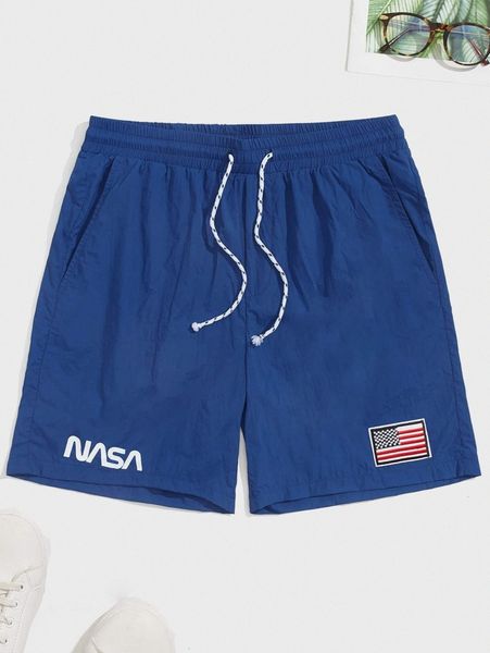 

men letter & flag print shorts z1z0#, Black