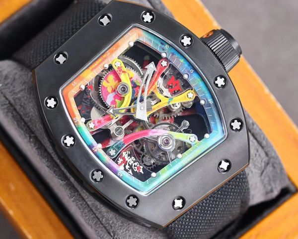 

zy tourbillon watch rm68-01 equipped with swiss standard automatic mechanical movement sapphire scratch resistant glass mirror ceramic case, Slivery;golden