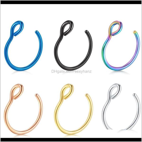 Drop Lieferung 2021 Ringe Hoop 20 Gauge Nicht Piercing Edelstahl Fake Septum Nasenstecker Piercings Knorpel Ohrring Körperschmuck 9Zlza