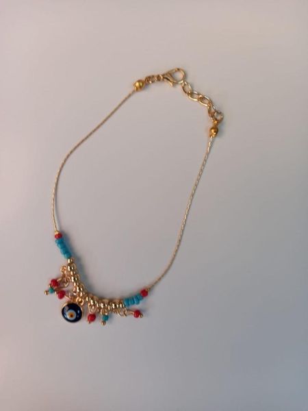 

anklets women fashion 2021 summer evil eye beaded chain jewelry foot leg anklet ankle bracelet, Red;blue