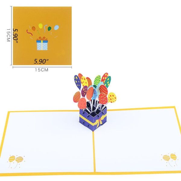 

greeting cards 3d -up card for happy birthday cake gift box balloon wedding party