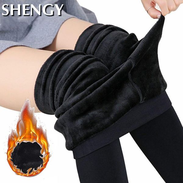 

legging winter furt new leggings broek women warm furry high tail thick flukes laying effects colour casual soft, Black