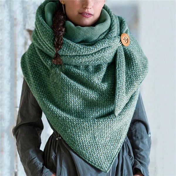 

scarves 2021 ladies autumn retro solid button soft wrap casual warm shawls british, Blue;gray