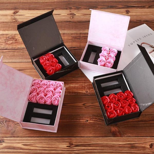 

high-end flip rose lipstick gift box soap flower heads artificial flowers bathing petals for mother's/valentine's day d wrap