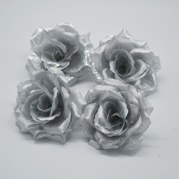 

decorative flowers & wreaths 10pcs 10cm silver artificial rose for wedding festival bridal decoration craft fake flower