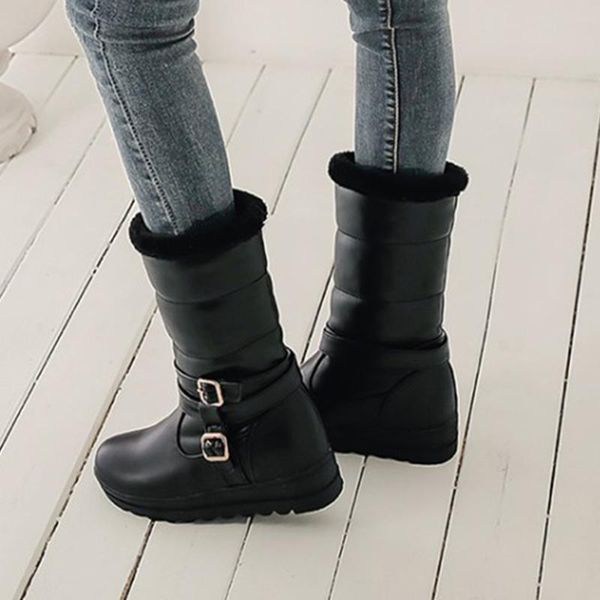 

snow for women shoes platform patent leather tassel footwear cotton mid calf winter boots size 35-42#3 s5hq, Black