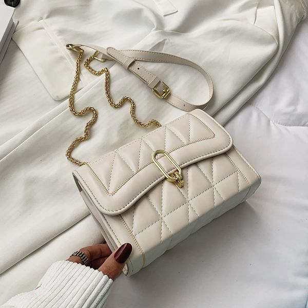 

embroidery thread small pu leather crossbody flap bags for women 2021 simple fashion luxury chain shoulder handbags a3t38