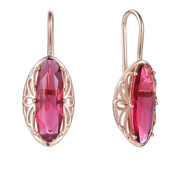 

dangle & chandelier fj women oval red stone 585 rose gold color fish hook style drop earrings, Silver