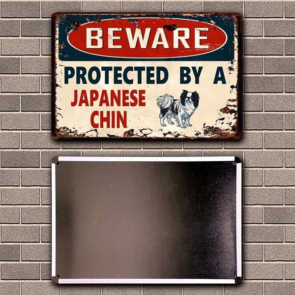 

dogs beware protected by a beagle basenji cockapoo metal sign home decor bar wall art painting 20*30 cm size dy156