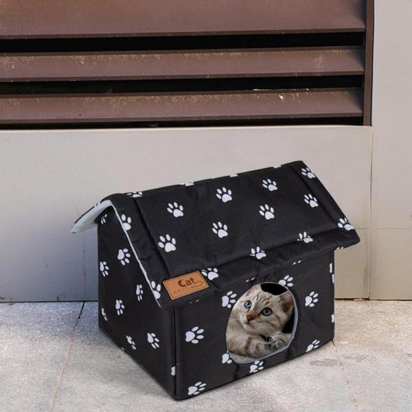 

cat beds & furniture kitty shelter waterproof oxford cloth bed breathable pet cave house with cushion for pets cats accessories
