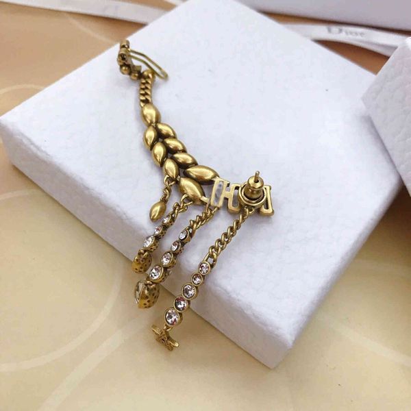 

factory specials aa wheat ear water drill eye tassel earrings with versatile temperament and fashionable personality s925 silver needle