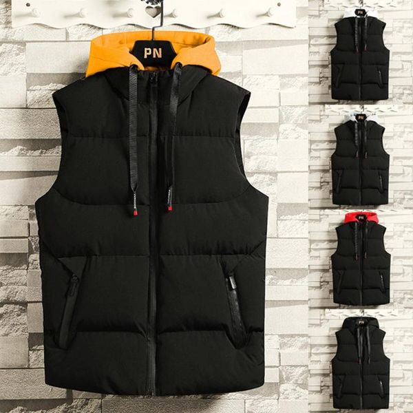 

men's vests 2021 selling products men winter casual warm zipper patchwork sleeveless vest coat outwear fashion autumn, Black;white