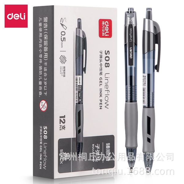 

s08 deli smooth prs neutral pen signature 0.5 bullet 12 piec / box black red be ink