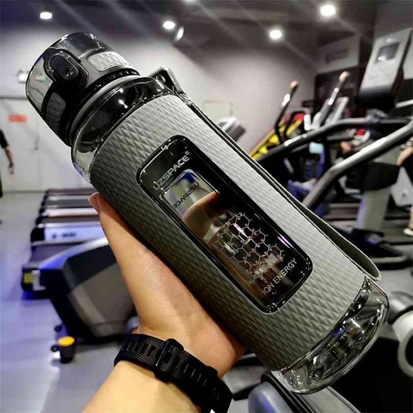 Uzspace Spor Su Şişeleri BPA Ücretsiz Taşınabilir Gym Anti-Güz Sızdırmaz Büyük Kapasiteli Fitness Su Isıtıcısı Tritan Plastik İçecek Şişe 210907