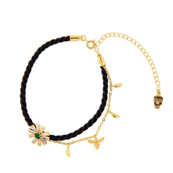 

charm bracelets fashion jewelry gold color flower animal pendant bangle for women vintage rope chain gifts girls, Golden;silver