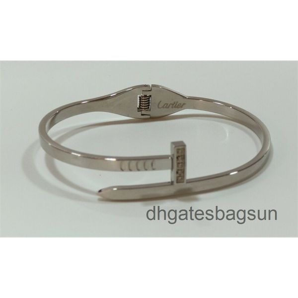 

nail bracelet white gold over .5ct american diamond round cut, Black