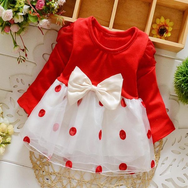 

girl's dresses baby girls clothes autumn long sleeve, Red;yellow